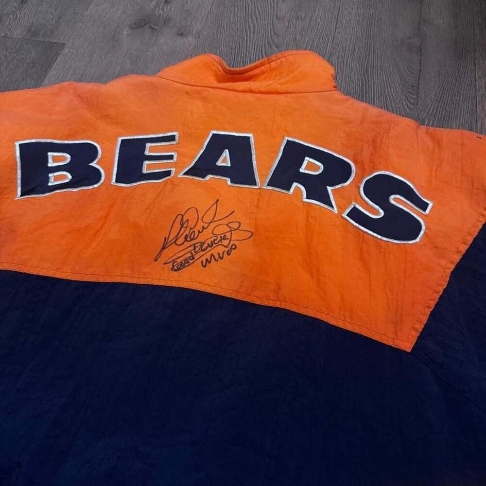 Apex One Chicago Bears Vintage Pullover Jacket Size L Richard Dent Signed